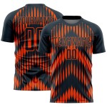 Custom Navy Orange Abstract Triangle Sublimation Soccer Uniform Jersey Custom Navy Orange Abstract Triangle Sublimation Soccer Uniform Jersey