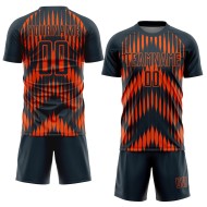 Custom Navy Orange Abstract Triangle Sublimation Soccer Uniform Jersey Custom Navy Orange Abstract Triangle Sublimation Soccer Uniform Jersey
