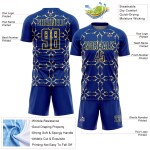 Custom Royal Yellow Damask Pattern Sublimation Soccer Uniform Jersey Custom Royal Yellow Damask Pattern Sublimation Soccer Uniform Jersey