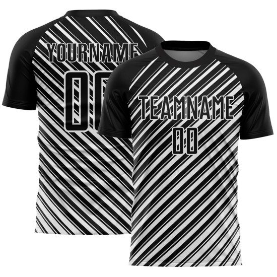Custom Black White Slash Sublimation Soccer Uniform Jersey Custom Black White Slash Sublimation Soccer Uniform Jersey