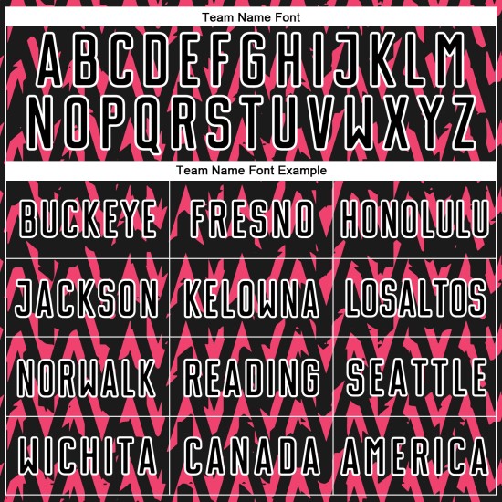 Custom Black Hot Pink-White Abstract Geometric Pattern Sublimation Soccer Uniform Jersey Custom Black Hot Pink-White Abstract Geometric Pattern Sublimation Soccer Uniform Jersey