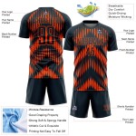 Custom Navy Orange Abstract Triangle Sublimation Soccer Uniform Jersey Custom Navy Orange Abstract Triangle Sublimation Soccer Uniform Jersey