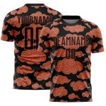 Custom Black Orange Cloud Pattern Sublimation Soccer Uniform Jersey Custom Black Orange Cloud Pattern Sublimation Soccer Uniform Jersey