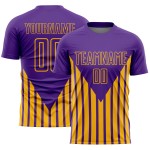 Custom Purple Gold Lines Sublimation Soccer Uniform Jersey Custom Purple Gold Lines Sublimation Soccer Uniform Jersey