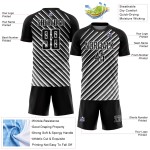 Custom Black White Slash Sublimation Soccer Uniform Jersey Custom Black White Slash Sublimation Soccer Uniform Jersey