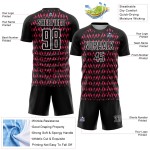 Custom Black Hot Pink-White Abstract Geometric Pattern Sublimation Soccer Uniform Jersey Custom Black Hot Pink-White Abstract Geometric Pattern Sublimation Soccer Uniform Jersey