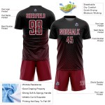 Custom Black Crimson-White Geometric Lines Sublimation Soccer Uniform Jersey Custom Black Crimson-White Geometric Lines Sublimation Soccer Uniform Jersey