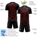 Custom Black Red Abstract Hexagon Sublimation Soccer Uniform Jersey Custom Black Red Abstract Hexagon Sublimation Soccer Uniform Jersey