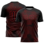Custom Black Red Abstract Hexagon Sublimation Soccer Uniform Jersey Custom Black Red Abstract Hexagon Sublimation Soccer Uniform Jersey