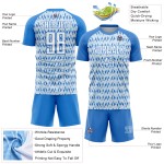 Custom Powder Blue White-Silver Abstract Geometric Pattern Sublimation Soccer Uniform Jersey Custom Powder Blue White-Silver Abstract Geometric Pattern Sublimation Soccer Uniform Jersey