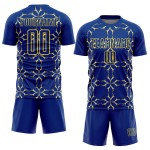 Custom Royal Yellow Damask Pattern Sublimation Soccer Uniform Jersey Custom Royal Yellow Damask Pattern Sublimation Soccer Uniform Jersey
