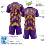Custom Purple Gold Abstract Triangle Sublimation Soccer Uniform Jersey Custom Purple Gold Abstract Triangle Sublimation Soccer Uniform Jersey