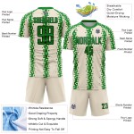 Custom Cream Grass Green-Black Abstract Geometric Pattern Sublimation Soccer Uniform Jersey Custom Cream Grass Green-Black Abstract Geometric Pattern Sublimation Soccer Uniform Jersey