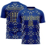 Custom Royal Yellow Damask Pattern Sublimation Soccer Uniform Jersey Custom Royal Yellow Damask Pattern Sublimation Soccer Uniform Jersey