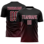 Custom Black Crimson-White Geometric Lines Sublimation Soccer Uniform Jersey Custom Black Crimson-White Geometric Lines Sublimation Soccer Uniform Jersey