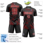 Custom Black Red-White Curve Lines Sublimation Soccer Uniform Jersey Custom Black Red-White Curve Lines Sublimation Soccer Uniform Jersey
