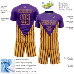 Custom Purple Gold Lines Sublimation Soccer Uniform Jersey Custom Purple Gold Lines Sublimation Soccer Uniform Jersey