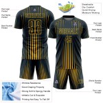 Custom Navy Gold Lines Sublimation Soccer Uniform Jersey Custom Navy Gold Lines Sublimation Soccer Uniform Jersey