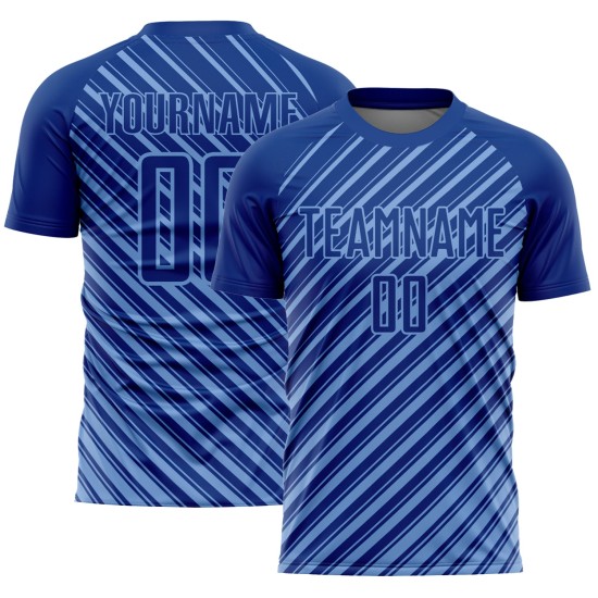 Custom Royal Light Blue Slash Sublimation Soccer Uniform Jersey Custom Royal Light Blue Slash Sublimation Soccer Uniform Jersey